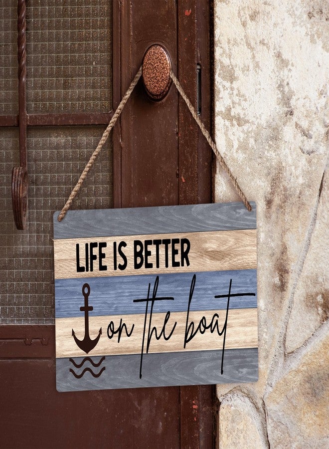 huester Lake House Rustic Wood Plaque Sign, Lake House Decor for the Home, Nautical Anchor Wall Decor, Gifts for Boat Owners, Life Is Better on The Boat Wall Hanging Decor, 12x6 inches 652 - Image 2